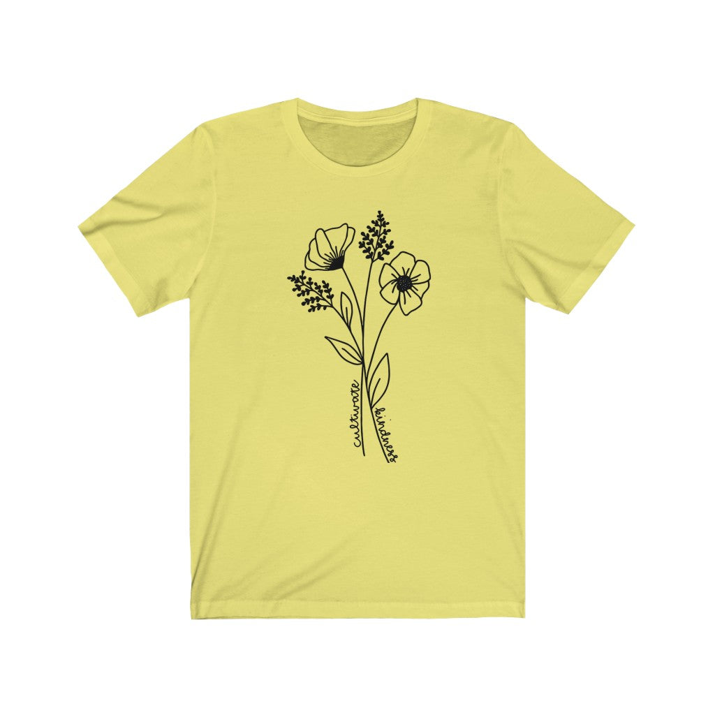 Cultivate Kindness Flowers Unisex Jersey Short Sleeve Tee - Lili White Creations 