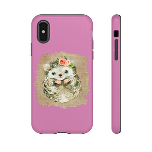 Hedgehog Flower Pink Tough Phone Cases - Lili White Creations 