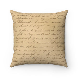 Vintage Writing Spun Polyester Square Pillow Case - Lili White Creations 