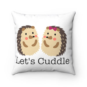 Let's Cuddle Hedgehog Spun Polyester Square Pillow Case - Lili White Creations 