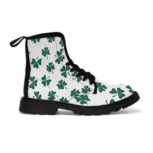 Shamrock Print Women's Canvas Boots - Lili White Creations 