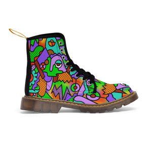 Funky 90s print Women's Canvas Boots - Lili White Creations 