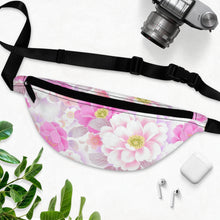 Load image into Gallery viewer, White and Pink Floral Fanny Pack - Lili White Creations 