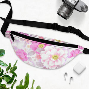 White and Pink Floral Fanny Pack - Lili White Creations 