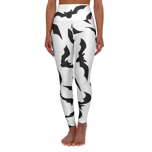 Black Bats High Waisted Yoga Leggings - Lili White Creations 