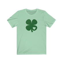 Load image into Gallery viewer, Shamrock with Heart Unisex Jersey Short Sleeve Tee - Lili White Creations 