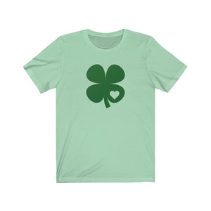 Shamrock with Heart Unisex Jersey Short Sleeve Tee - Lili White Creations 