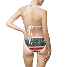 Load image into Gallery viewer, Distressed American Flag Women&#39;s Bikini Swimsuit - Lili White Creations 