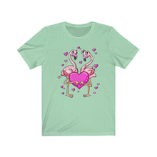 Load image into Gallery viewer, Flamingos Love Valentine&#39;s Days Unisex Jersey Short Sleeve Tee - Lili White Creations 