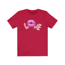 Load image into Gallery viewer, Love Lips Valentine&#39;s Day Unisex Jersey Short Sleeve Tee - Lili White Creations 