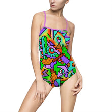 Load image into Gallery viewer, Funky 90s Print Women&#39;s One-piece Swimsuit - Lili White Creations 