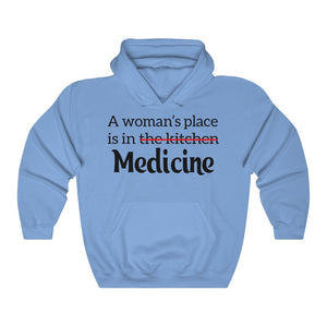 A Woman's Place is in Medicine Unisex Heavy Blend Hooded Sweatshirt - Lili White Creations 