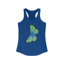 Load image into Gallery viewer, Butterfly Blue and Green Women&#39;s Ideal Racerback Tank - Lili White Creations 