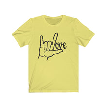 Load image into Gallery viewer, American Sign Language (ASL) LOVE Unisex Jersey Short Sleeve Tee - Lili White Creations 