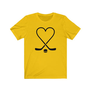 Hockey Sticks Heart with Puck Unisex Jersey Short Sleeve Tee - Lili White Creations 