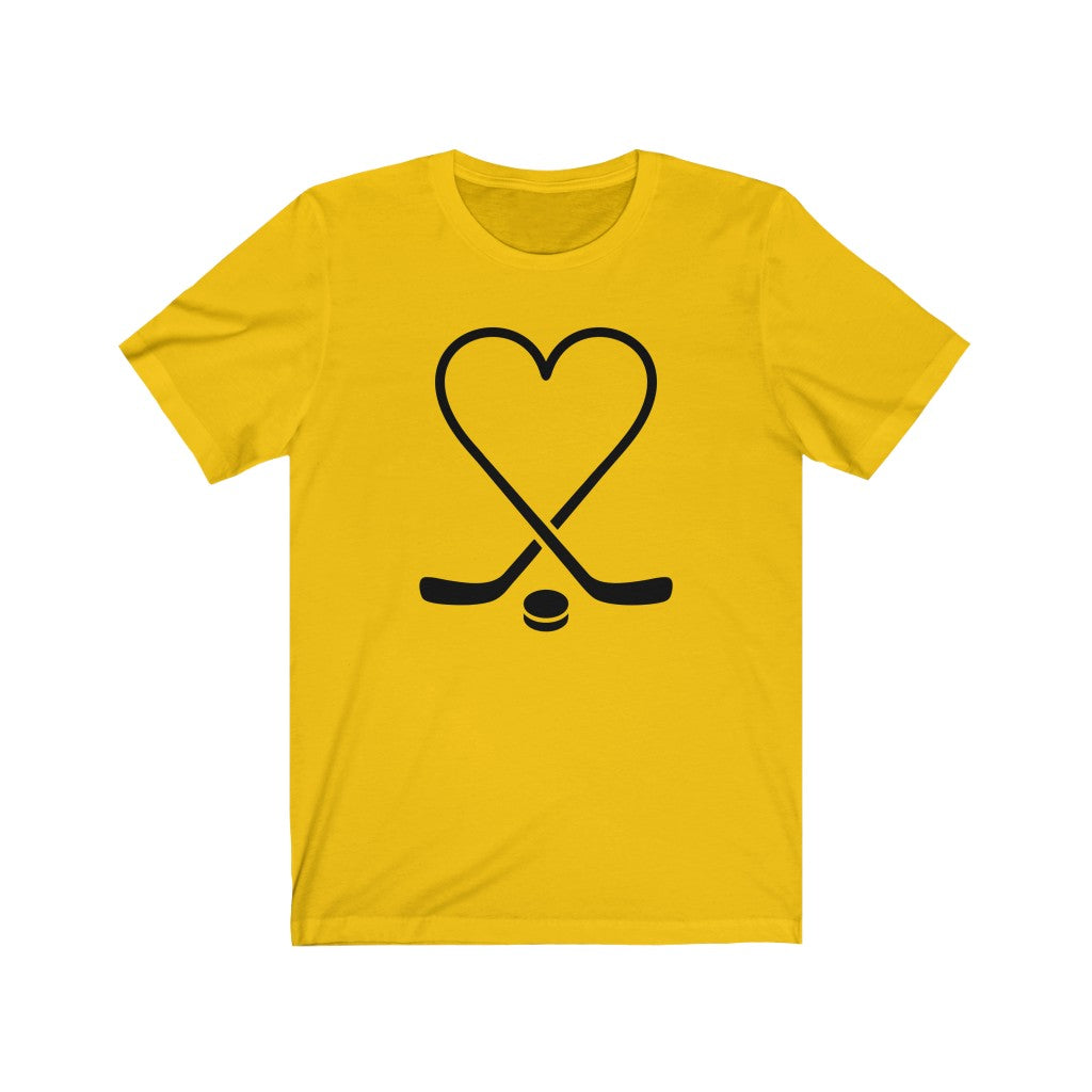 Hockey Sticks Heart with Puck Unisex Jersey Short Sleeve Tee - Lili White Creations 