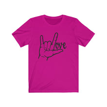 Load image into Gallery viewer, American Sign Language (ASL) LOVE Unisex Jersey Short Sleeve Tee - Lili White Creations 