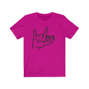 American Sign Language (ASL) LOVE Unisex Jersey Short Sleeve Tee - Lili White Creations 