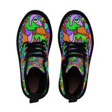 Load image into Gallery viewer, Funky 90s print Women&#39;s Canvas Boots - Lili White Creations 