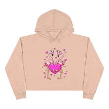 Load image into Gallery viewer, Flamingos Hearts Love Valentine&#39;s Day Crop Hoodie - Lili White Creations 