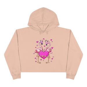 Flamingos Hearts Love Valentine's Day Crop Hoodie - Lili White Creations 