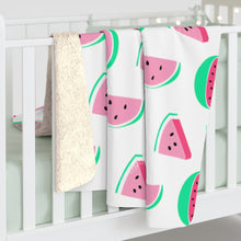 Load image into Gallery viewer, Watermelon Print Sherpa Fleece Blanket - Lili White Creations 