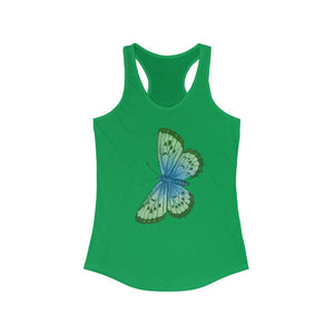 Butterfly Blue and Green Women's Ideal Racerback Tank - Lili White Creations 