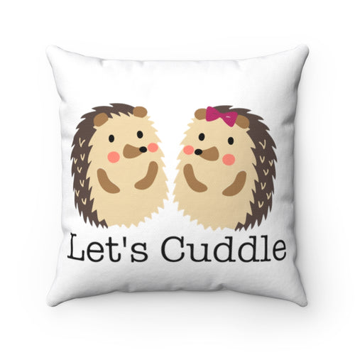 Let's Cuddle Hedgehog Spun Polyester Square Pillow Case - Lili White Creations 