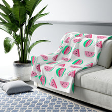 Load image into Gallery viewer, Watermelon Print Sherpa Fleece Blanket - Lili White Creations 