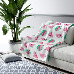 Watermelon Print Sherpa Fleece Blanket - Lili White Creations 