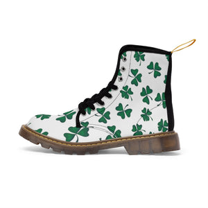 Shamrock Print Women's Canvas Boots - Lili White Creations 