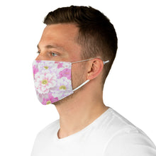 Load image into Gallery viewer, Pink and White Floral Fabric Face Mask - Lili White Creations 