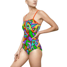 Load image into Gallery viewer, Funky 90s Print Women&#39;s One-piece Swimsuit - Lili White Creations 