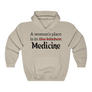 A Woman's Place is in Medicine Unisex Heavy Blend Hooded Sweatshirt - Lili White Creations 