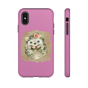 Hedgehog Flower Pink Tough Phone Cases - Lili White Creations 