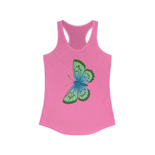 Load image into Gallery viewer, Butterfly Blue and Green Women&#39;s Ideal Racerback Tank - Lili White Creations 