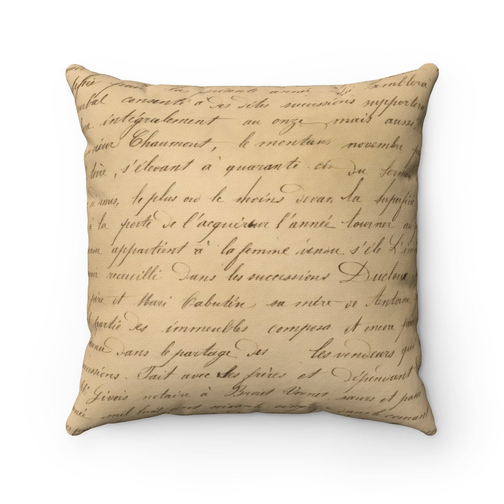 Vintage Writing Spun Polyester Square Pillow Case - Lili White Creations 