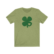 Load image into Gallery viewer, Shamrock with Heart Unisex Jersey Short Sleeve Tee - Lili White Creations 