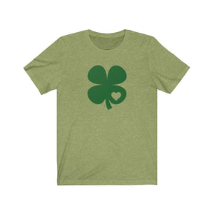 Shamrock with Heart Unisex Jersey Short Sleeve Tee - Lili White Creations 