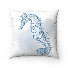 Load image into Gallery viewer, Seahorse Spun Polyester Square Pillow Case - Lili White Creations 