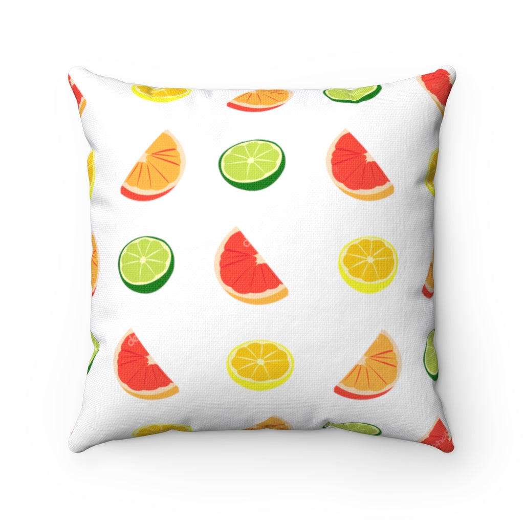 Multi Fruit Design Spun Polyester Square Pillow Case - Lili White Creations 