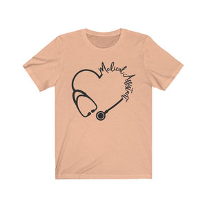 Medical Assistant Stethoscope Heart Unisex Jersey Short Sleeve Tee - Lili White Creations 