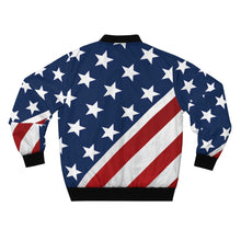 Load image into Gallery viewer, American Flag Fourth of July AOP Bomber Jacket - Lili White Creations 