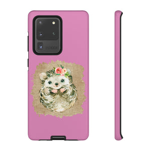 Hedgehog Flower Pink Tough Phone Cases - Lili White Creations 