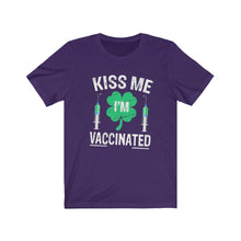 Load image into Gallery viewer, Kiss Me I&#39;m Vaccinated Shamrock Unisex Jersey Short Sleeve Tee - Lili White Creations 