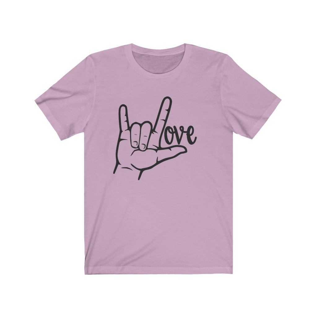 American Sign Language (ASL) LOVE Unisex Jersey Short Sleeve Tee - Lili White Creations 