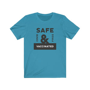 Safe and Vaccinated Covid Free Unisex Jersey Short Sleeve Tee - Lili White Creations 