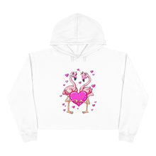 Load image into Gallery viewer, Flamingos Hearts Love Valentine&#39;s Day Crop Hoodie - Lili White Creations 