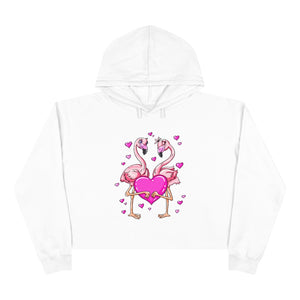 Flamingos Hearts Love Valentine's Day Crop Hoodie - Lili White Creations 