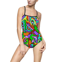 Load image into Gallery viewer, Funky 90s Print Women&#39;s One-piece Swimsuit - Lili White Creations 